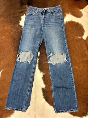 Levi's Low Pro Straight Jeans Distressed Straight Leg Jeans Waist 25